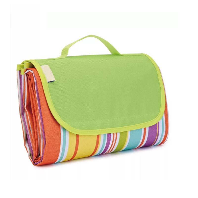 Waterproof Tide Pocket Beach Blanket Folding Camping Mat Mattress Portable Lightweight Mat Outdoor Picnic Mat Beach Beach Mat: Rainbow Bar / 145x80cm