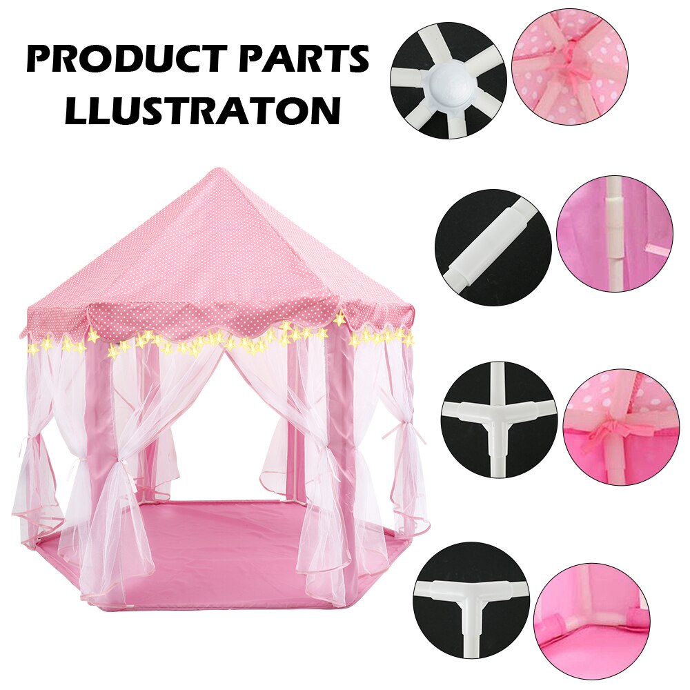 Kinder Spielen Zelt Spielzeug Rosa Prinzessin Schloss Hexagon Spielhaus Kinder Stern Leuchtet Spielen Zelt Baby Kleine Haus Indoor Outdoor Spielzeug