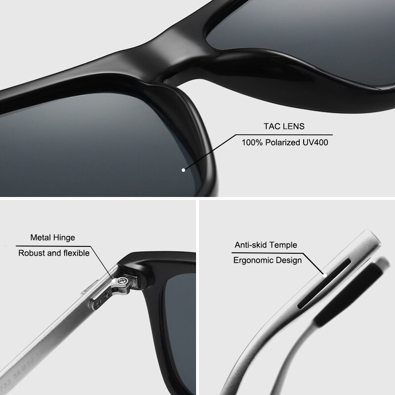 Simprect Gepolariseerde Zonnebril Mannen UV400 Bestuurder Spiegel Vierkante Zonnebril Retro Vintage Anti-Glare Zonnebril Voor Mannen