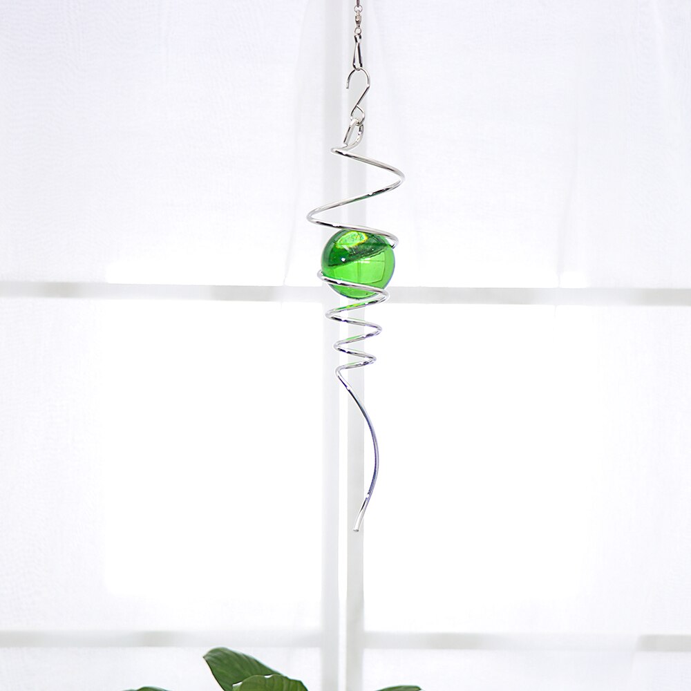1PC Gazing Ball Spiral Tail Wind Spinner Stabilizer With Hanging Swivel Hook Stainless Steel Glass Ball Indoor Garden Decor
