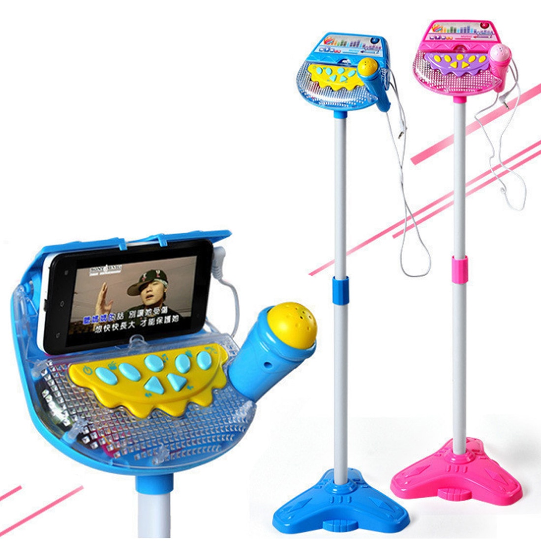 Kinderen Microfoon Muzikaal Speelgoed Karaoke Machine Zingen Speelgoed met MP3 Microfoons Disco Zwaailichten Kid Grappig Kerstcadeau