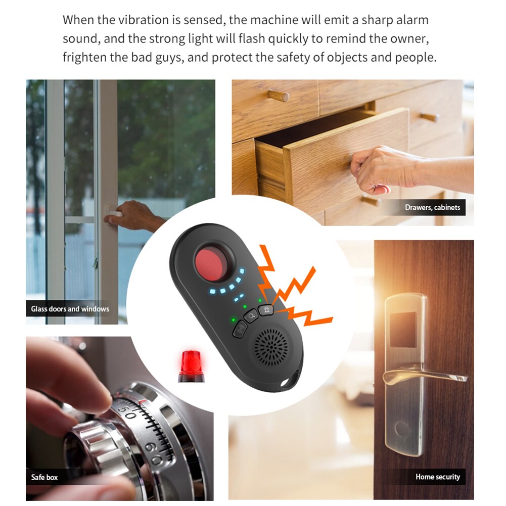 XT08 Vibration Alarm Camera Detector Infrared Trip Hotel Anti-eavesdrop Anti-candid Anti-tracking Smart AI Chip GPS Detection
