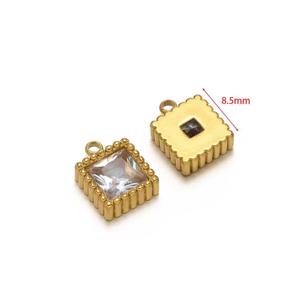 5 Stück Edelstahl Herz Glas Kristall Reize Gold Farbe Quadratische Anhänger für DIY Halskette Schmuckherstellung Armbänder Erkenntnisse: Orange