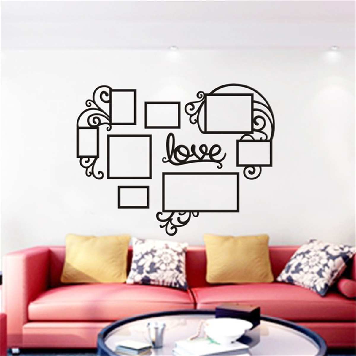 3D Acrylic DIY Picture Wall Stickers 10 Piece Love Photo Frame Set Collage Satin Black Gallery Wall Decals Poster Home Decorativ