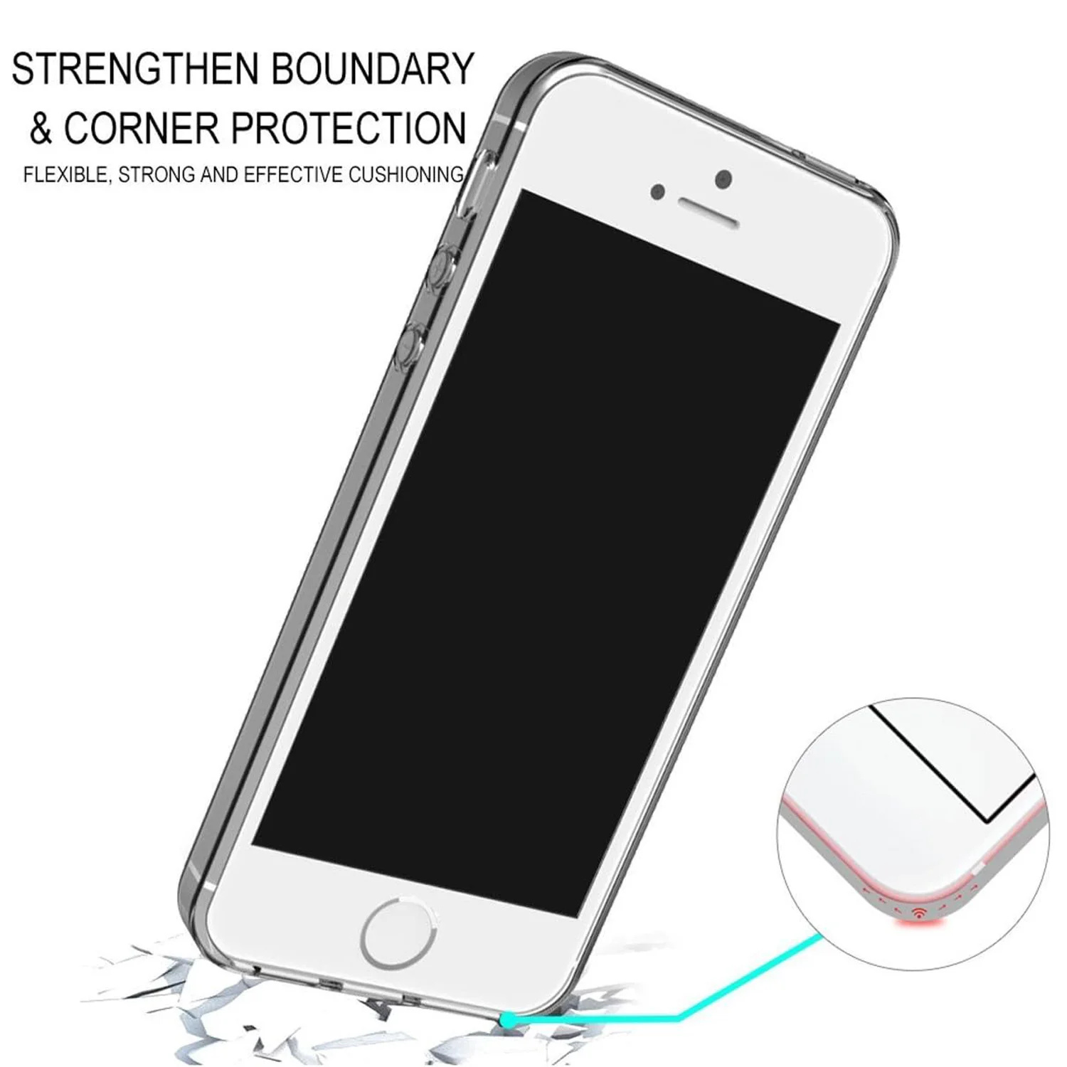 För iphone 5 -skal, genomskinligt silikonskal, mjukt tpu-skal för iphone 5s se, se iphone 7 , iphone 8 genomskinligt skal