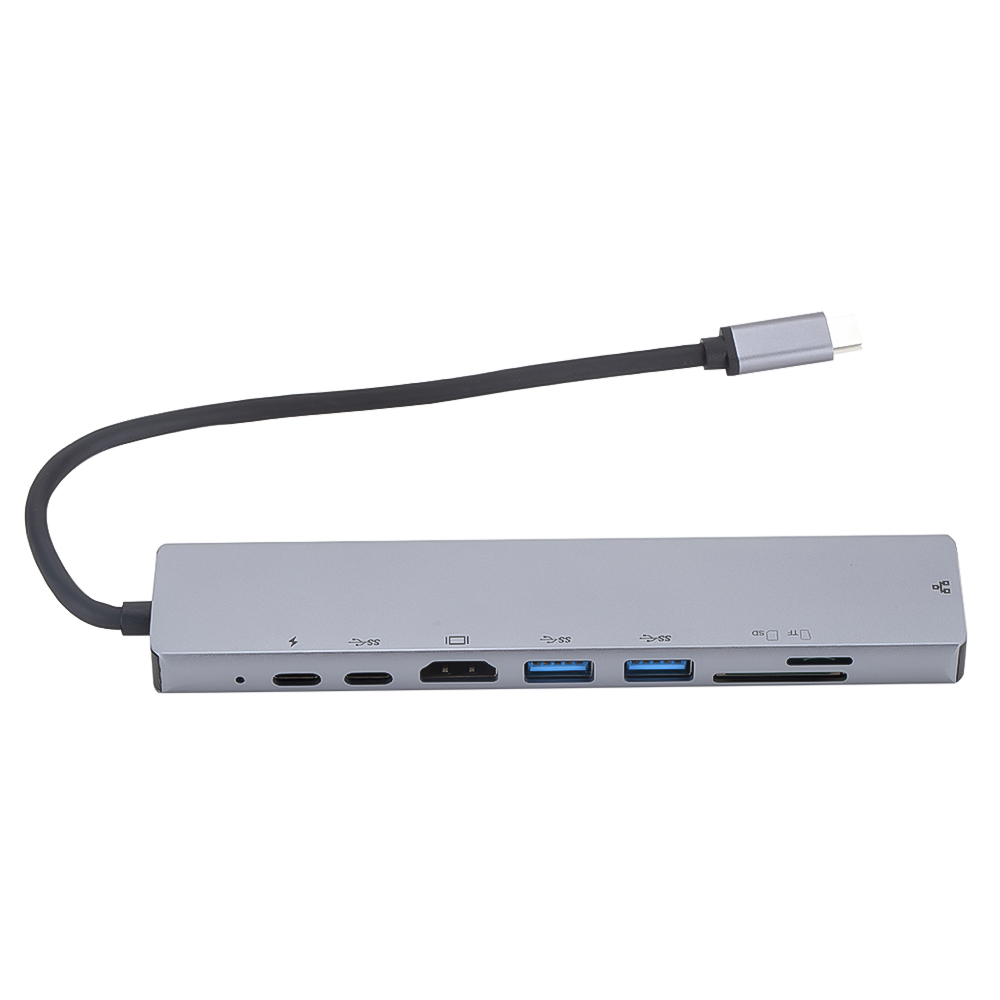 Hub USB tipo C 8 en 1, HDMI, RJ45, Ethernet, USB 3,0, puertos SD/lector de tarjetas TF, USB-C, PD, de energía para MacBook Pro