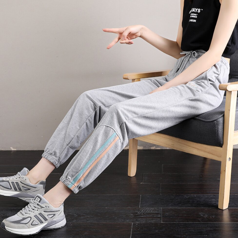 Kvinder sportsbukser cool blødt stof farve striber jogger joggingbukser til kvinder jogging sport jogger gymsport jogging bukser