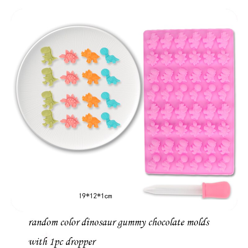 Bjørn smultring gummi godteri silikonformer sjokolade dinosaur sukker form kake dekorasjonsverktøy med dropper gjør det selv kake godteri: Dinosaur