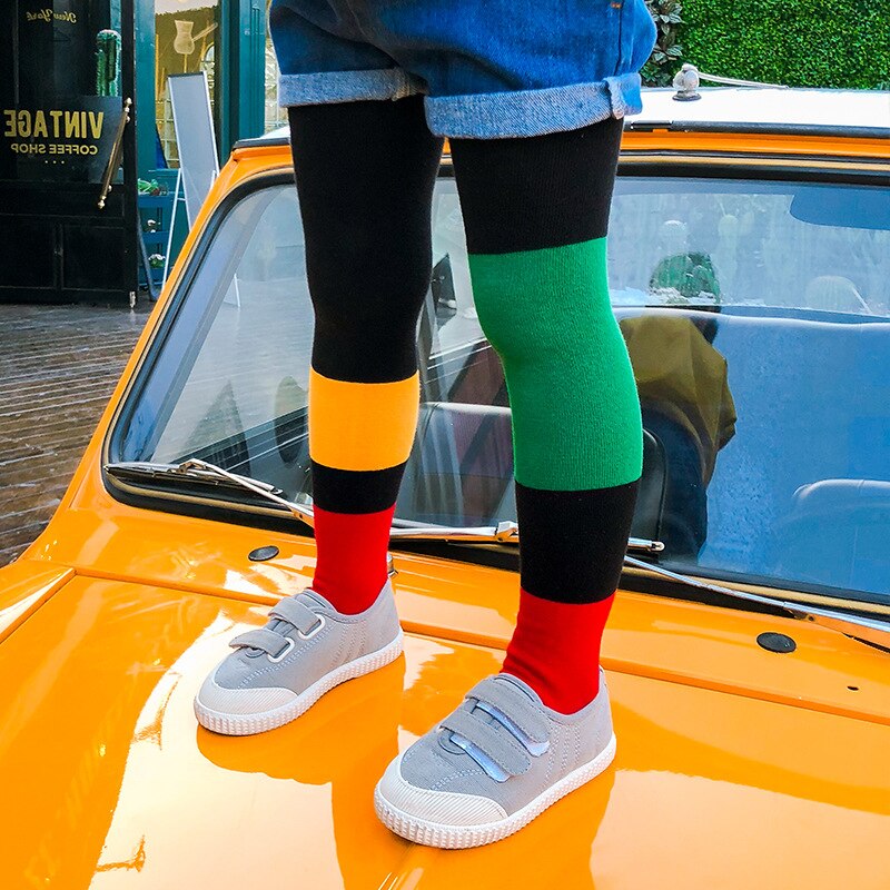 Panty's voor meisjes patchwork baby jongens stretch broek skinny broek kinderen dans sport panty's panty's kous wms 092
