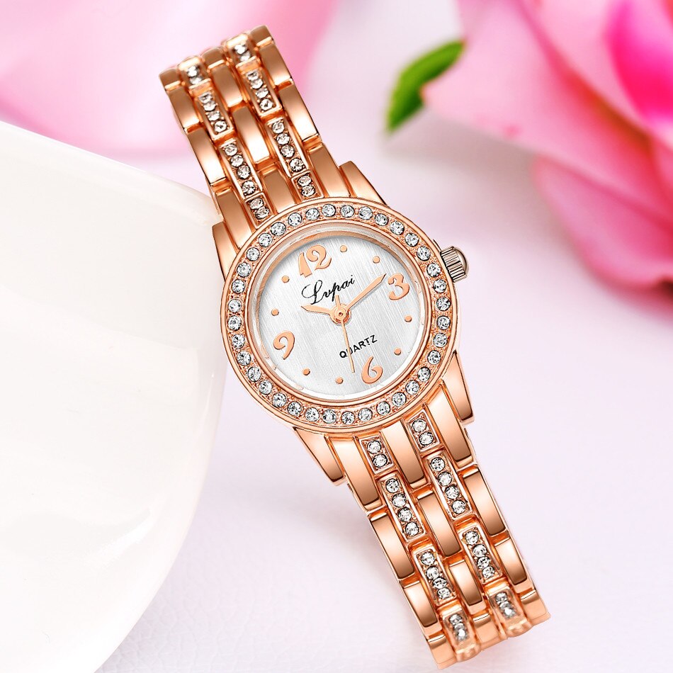 Top Vrouwen Armband Horloges Dames Rvs Strass Waterdicht Quartz Polshorloge Luxe Mode Kleine Horloge