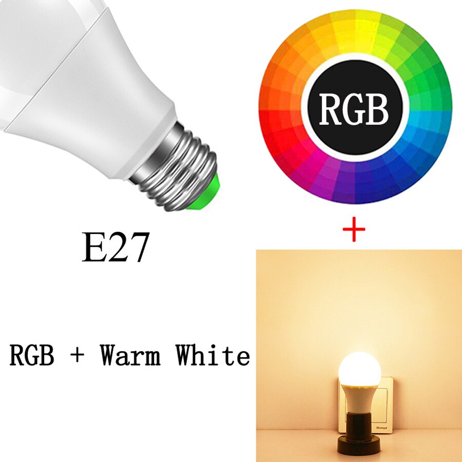 Magisk smart pære varm / kold hvid og rgb farve 110v 220v e27 b22 15w trådløs appkontrol bluetooth skiftelampe hjem: E27 rgbww