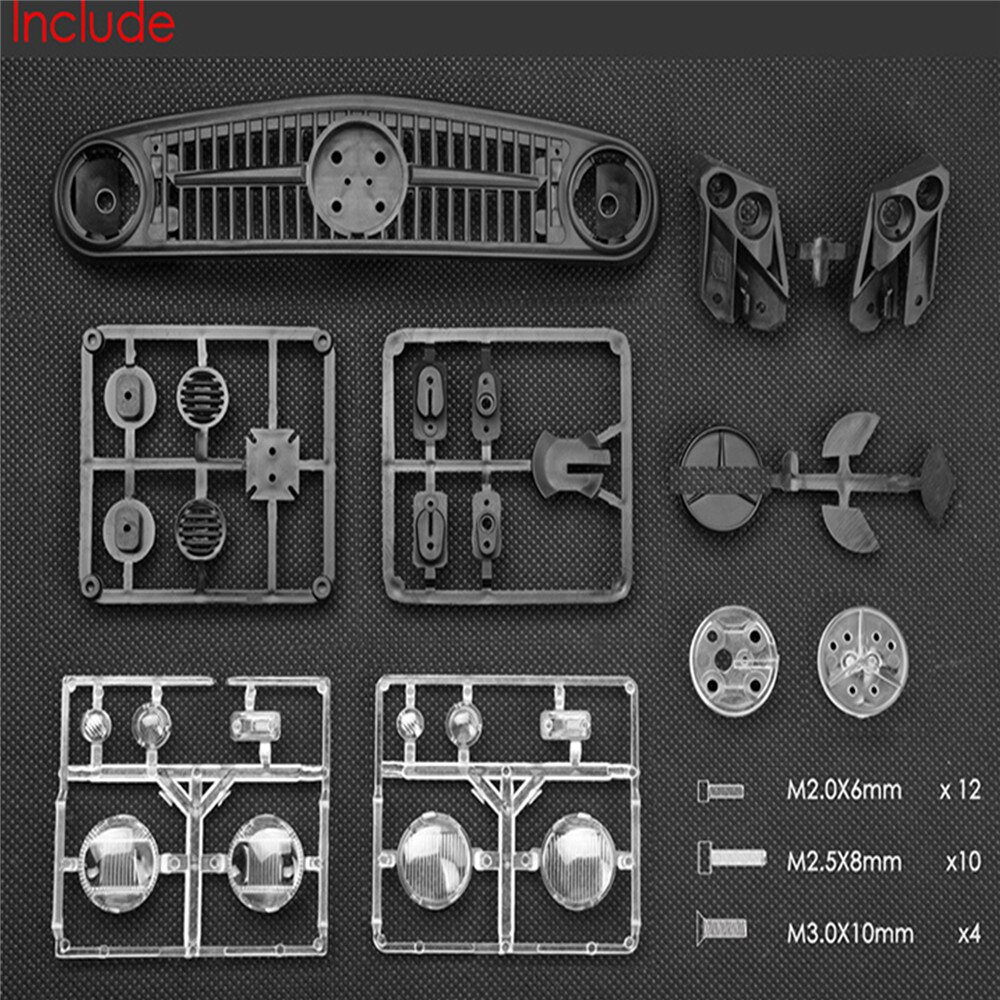 RC Car Grille & Taillight Cover Set - for Axial SCX10 II UMG10 4x4/6x6 - Plastic DIY Parts: Default Title