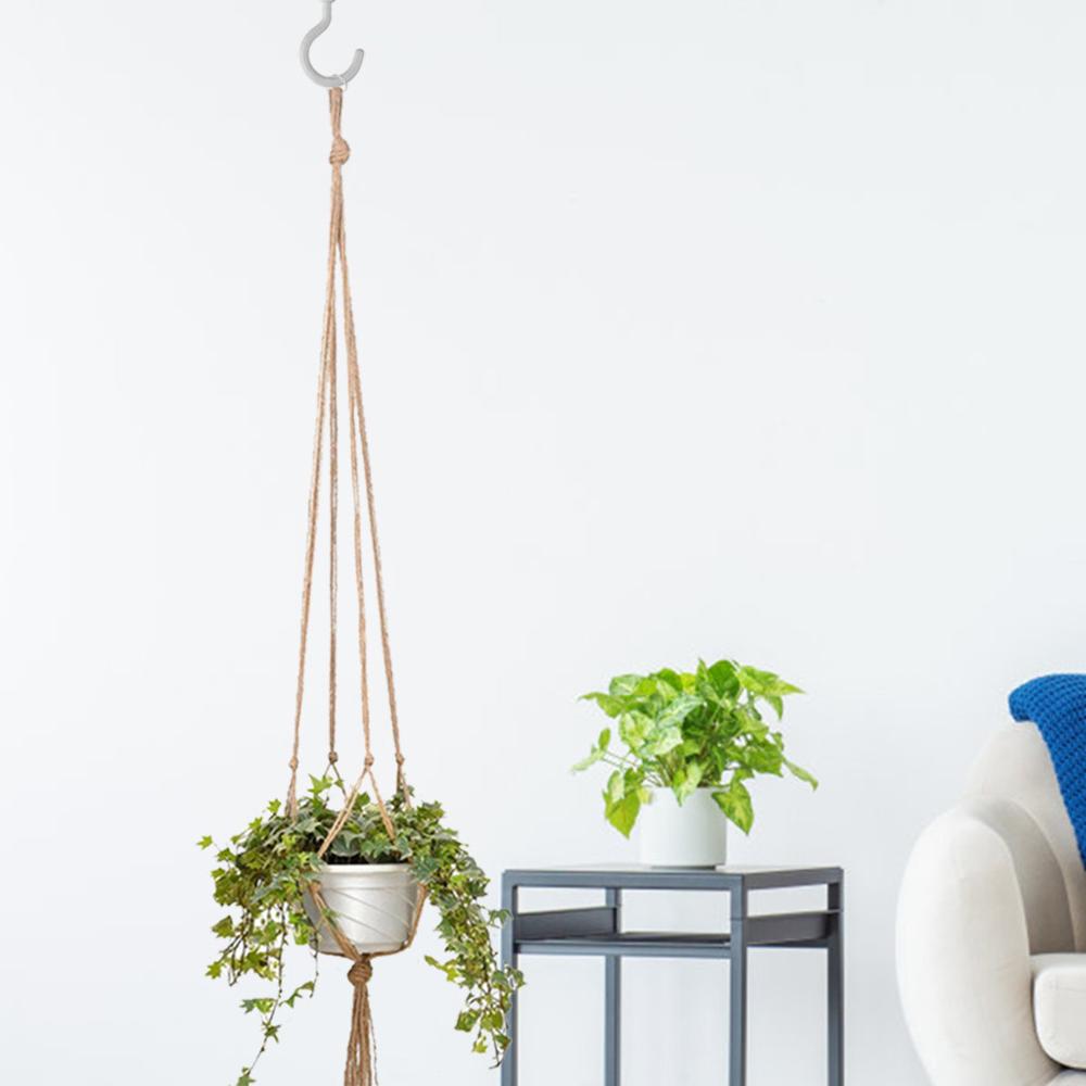 Cuerda para tetera colgante de cáñamo, macramé para planta, maceta para flores, soporte para colgar, colgador de cesta, decoración Vertical para jardín, balcón Q40