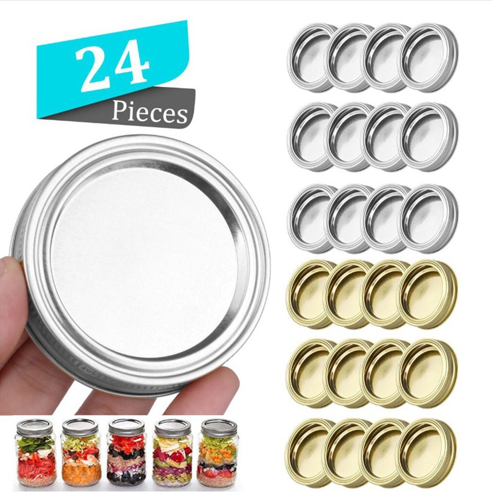 Mason Jar Lids Mason Bottle Caps Split Cover Tinplate Mason Jar Canning Lids Wide Mouth Canning Lids: White