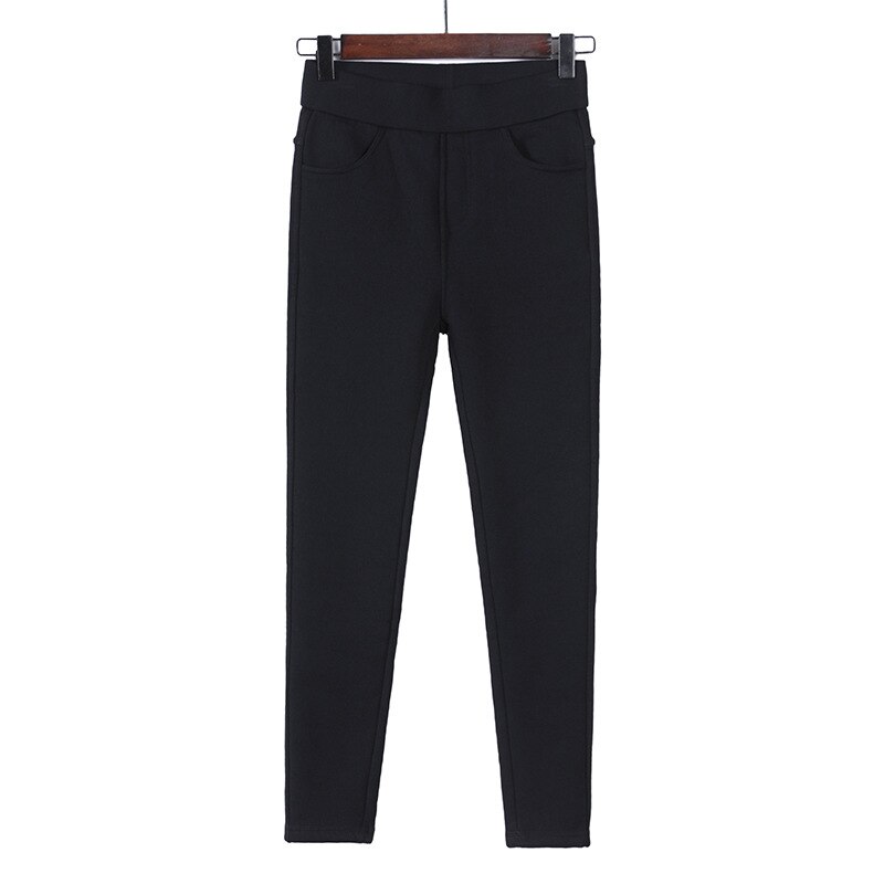 Vinter varme leggings kvinders fløjl tykke slanke bukser dame casual solid elastisk stretch skinny pencil pant hvid sort