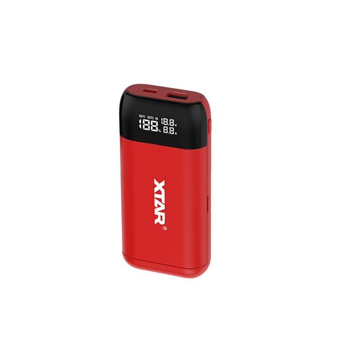 XTAR PB2S Portable Power Bank Charger TypeC INPUT QC3.0 ADAPTER USB LCD Fast Charger For 18700 20700 21700 18650 Battery Charger: PB2S-RED