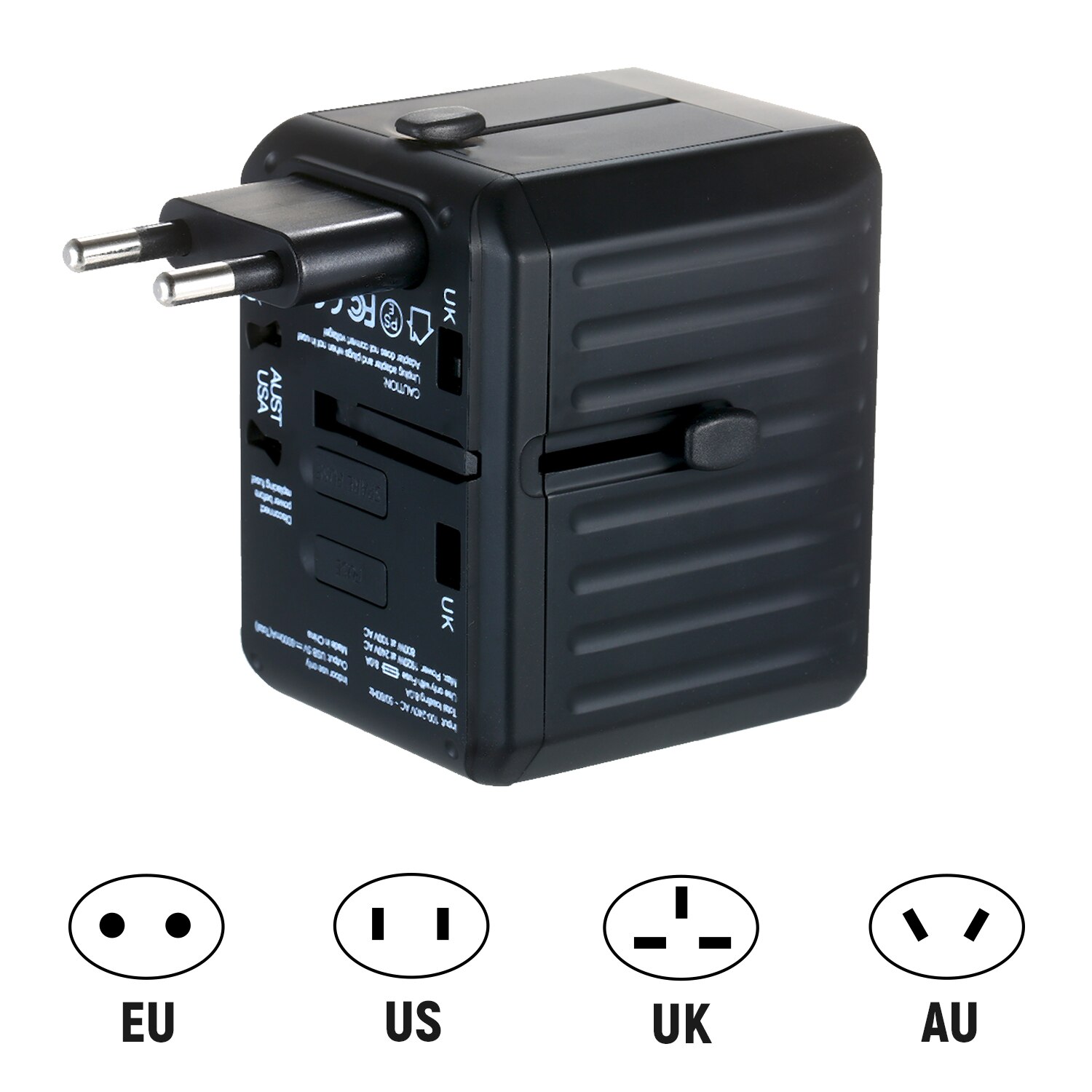 Travel Adapter 4 USB Worldwide All in One Universal Travel Adapter Wall Charger AC Plug Adaptor with Smart Power and Protection