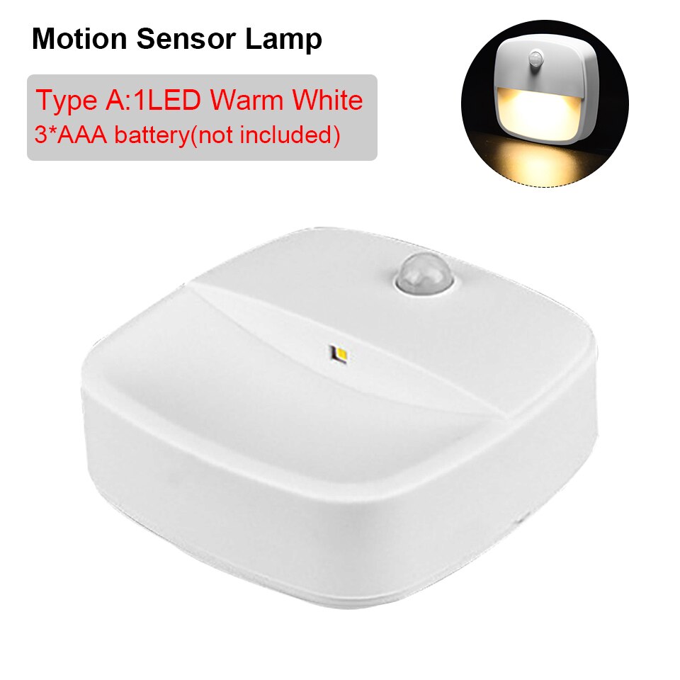Bevægelsessensor nattelys trådløs væglampe batteridrevet toilet trappe køkkenskab lys nødbelysning genopladelig: Skriv en / 1 stk