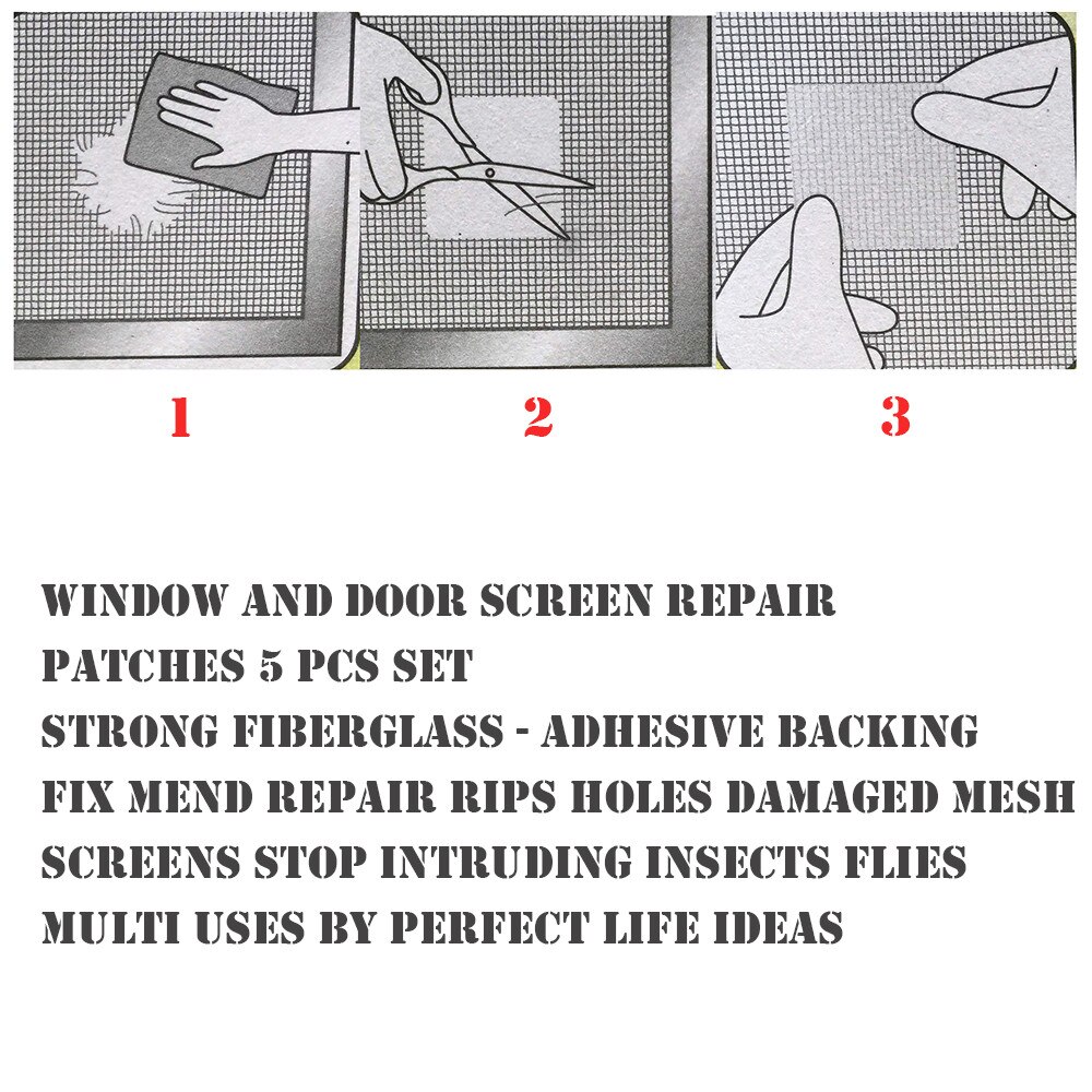 5 Pack Window And Door Screen Repair Patch Adhesive Repair Kit Screen Curtain Screen Patch Repair Screen