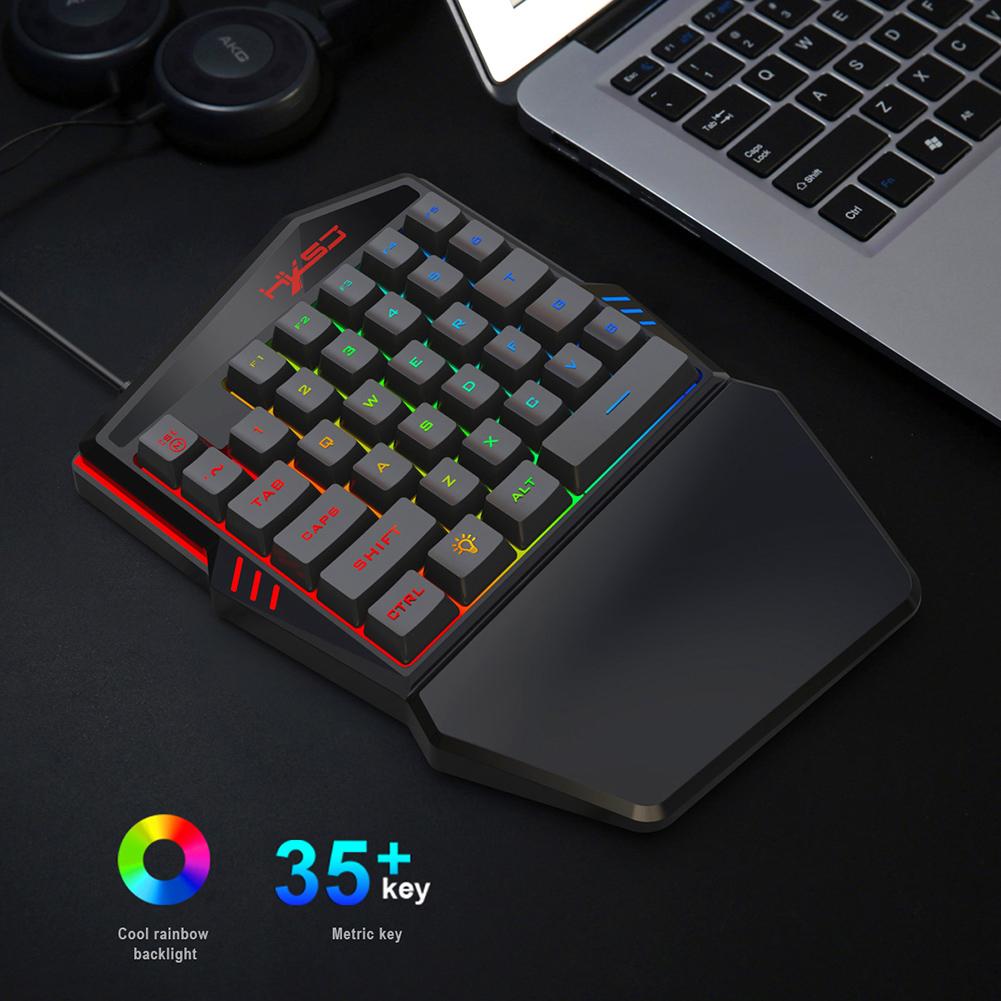 V100 USB Wired One Handed Game Keyboard Mice 5500DPI Optical Gaming Keyboard Mouse Set with LED Backlight