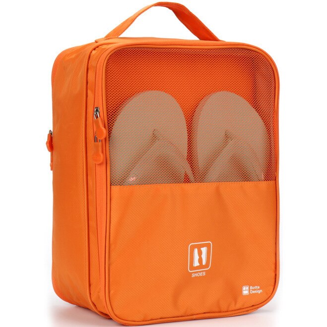 Draagbare Reizen Accessoires Ultralight Nylon Waterdichte Drie Raster Schoenen Opbergtas Mannen en Vrouwen Travel Organizer Pouch Tassen: Oranje