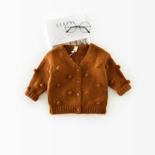1-3 jahre alt Baby Mädchen zur Seite fahren Art 17 Winter Ball in Hand Unten zur Seite fahren Strickjacke Jacke Strickjacke Für mädchen Mädchen Strickjacke: Braun / 24M