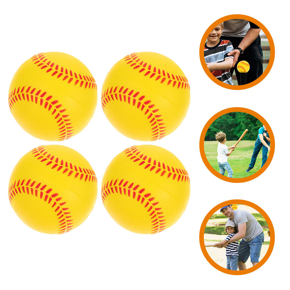 4 st svamp barn baseboll mjuka softbollar för träning barnleksaker pu träningsbasebollar slående student: Default Title