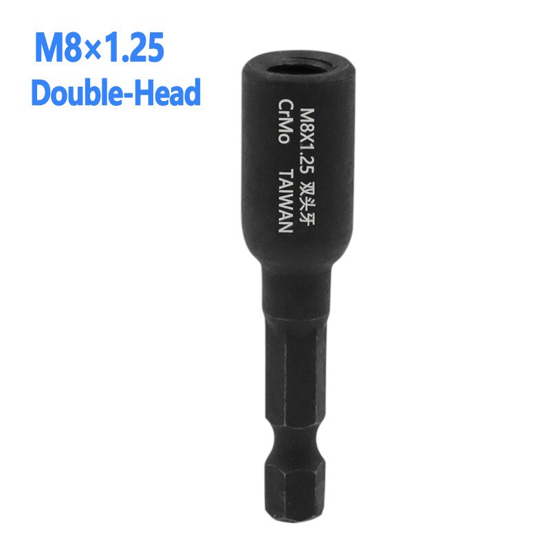 1Pcs M6 M8 M10 1/4 Hex Shank Square Driver Tap Die Socket Adapter Thread Screw Internal and External Screw Self attack sleeve: M8X1.25-B