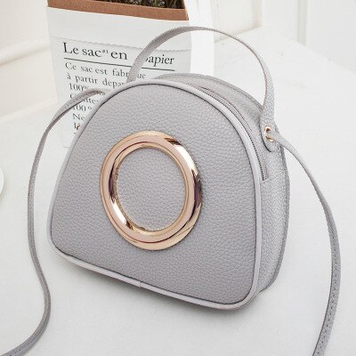 Frauen PU Leder Handtaschen Ring Dekoration Weibliche Kleine Mini Kühle Schulter Crossbody Hand Tasche für Kleine Mädchen Kinder: gray