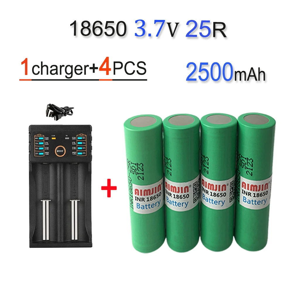 Akumulator 18650 25R 3,7 V 2500 mAh z ładowarką USB, odpowiedni do naszych zabawek 18650, narzędzi, baterii do latarek itp.: FIOLETOWY