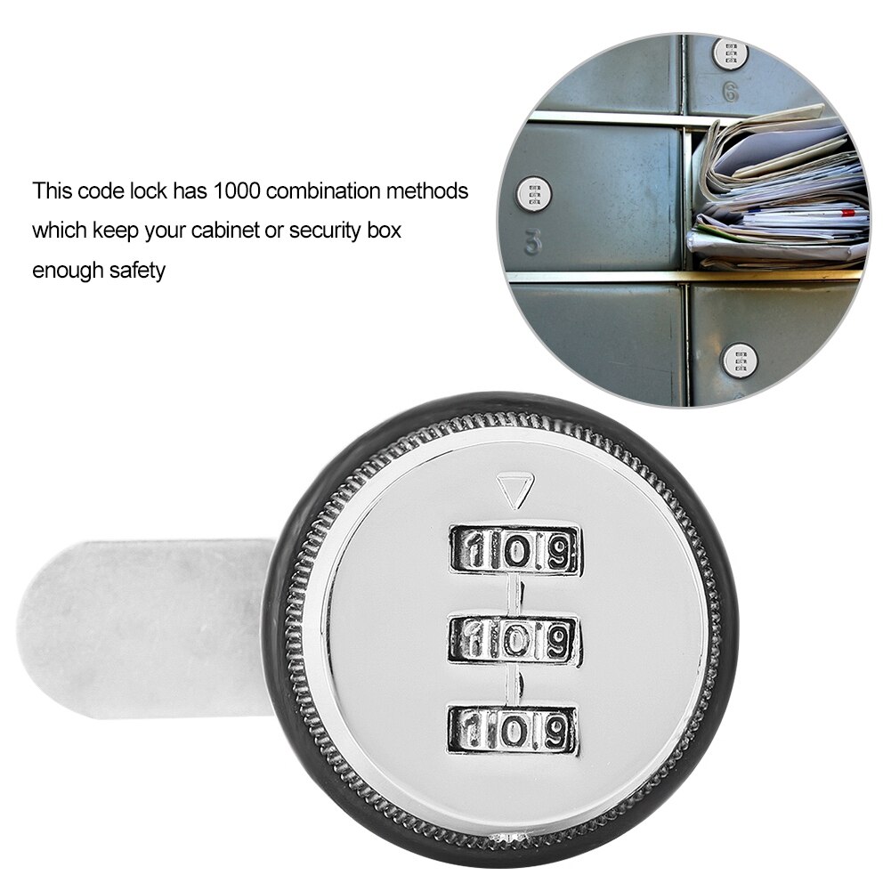 Zinc Alloy 3 Digit Code Combination Cam Coded Lock Password Cabinet Drawers Mechanical Lock