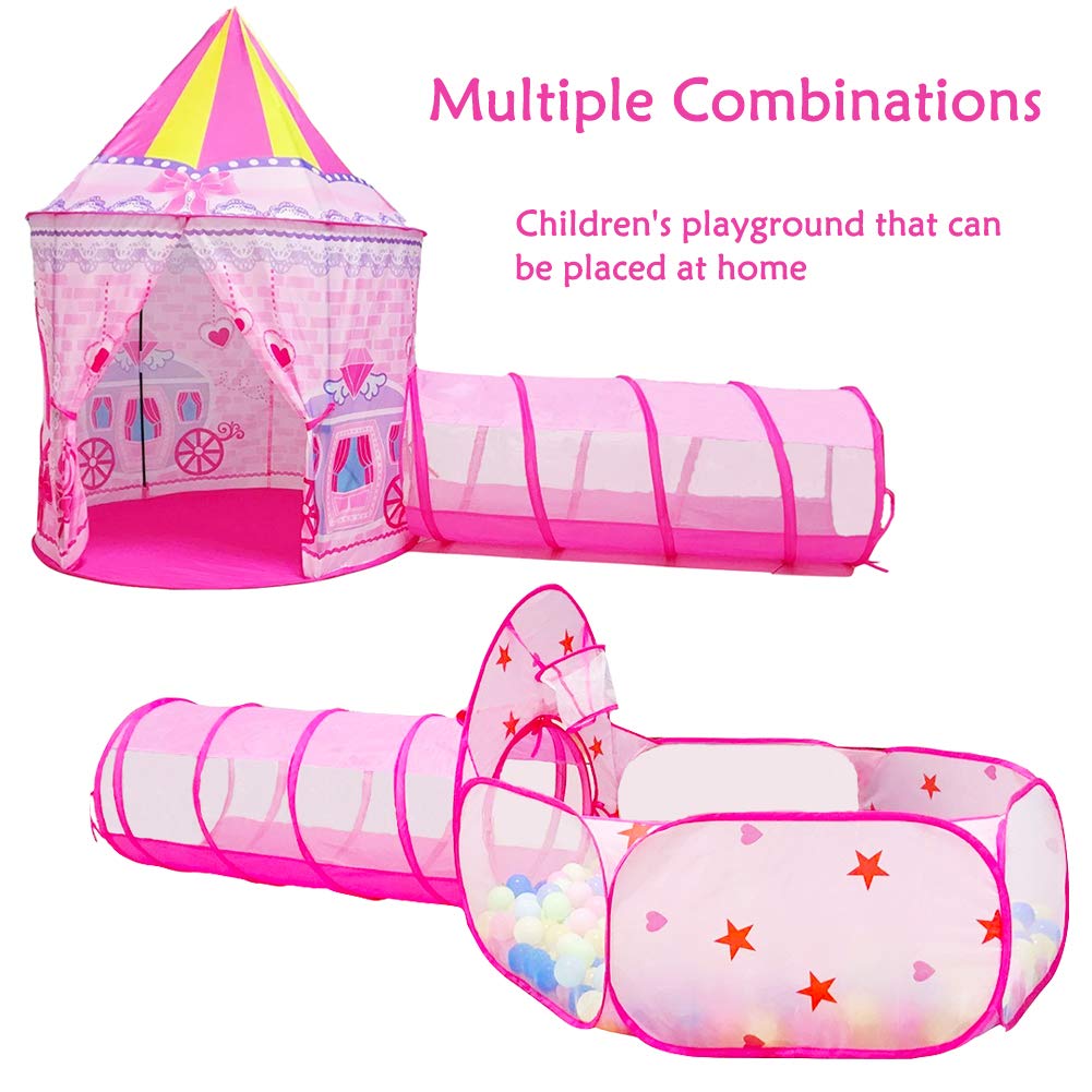 3Pcs/Set Kids Folding Fairy Tale Castle Crawl Tunnel Basketball Pit Play Tent