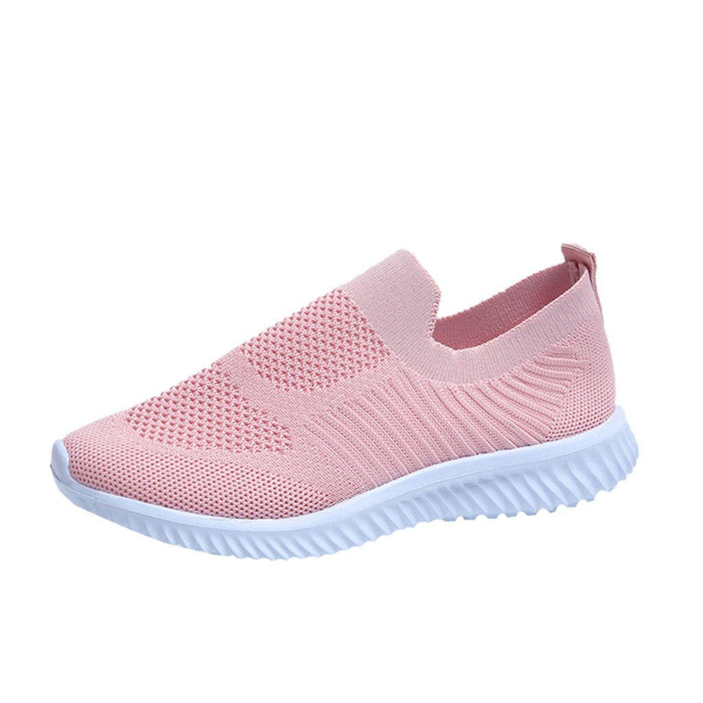 Damesneakers, åndbare mesh flade sko til kvinder, plus size sneakers, damesko, loafers: Lyserød / 35