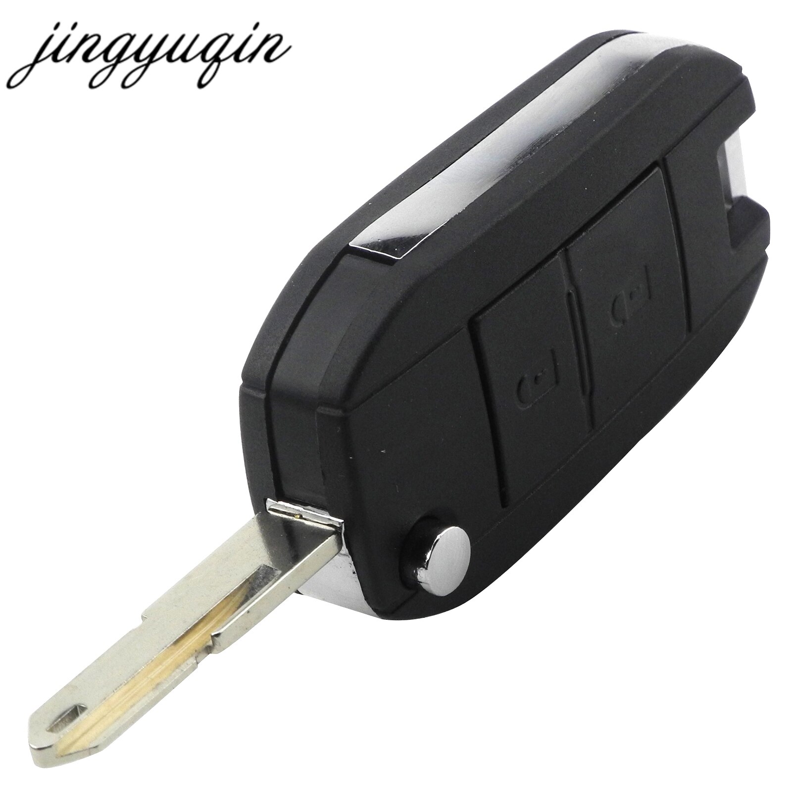 Jingyuqin modificeret flip-foldbar bilnøgle til peugeot 206 207 fjernbetjening 2- knaps nøgle taske