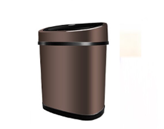 Sensor dustbin 12L Stainless Steel electrical Kitchen Trash Bin No leakage odor Intelligent dustbin double barrel: Brown