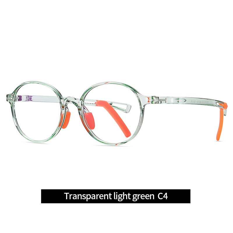 Round Anti Blue Light Kids Glasses Children Boy Computer Optical Frame Reflective Blocking Eyeglass Girls UV400 Filter TR90: Little Green