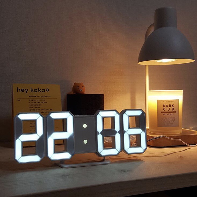 3D LED Digital Alarm Clock Three-dimensional Wall Clock Hanging Watch Table Calendar Thermometer Electronic Clock Furnishings