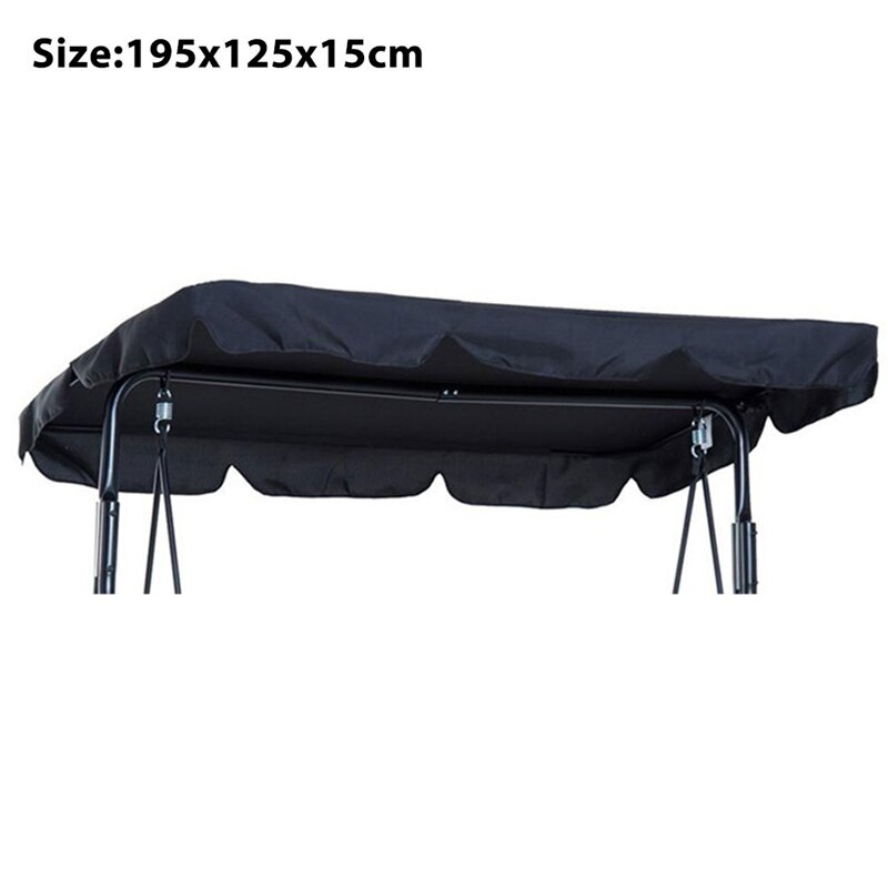 2/3 Seat Garden Swing Chair Canopy Cover Shade Sail Waterproof UV Resistant Outdoor Yard Hammock Tent Swing Top Cover NO Fade: black 3seats