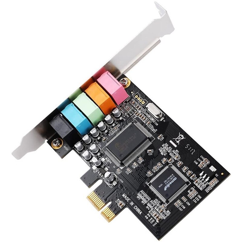PCIe Sound Card 5.1, PCI Express Surround Card 3D Stereo Audio with High Sound Performance PC Sound Card CMI8738 Chip