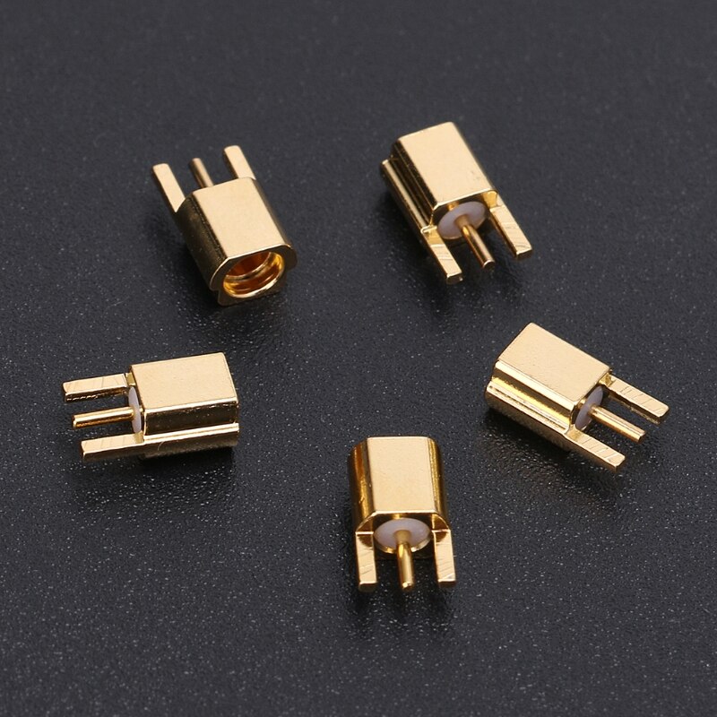 Conector hembra MMCX, montaje PCB con soldadura recta chapada en oro, 3 pines, conector MMCXKE, 5 uds.