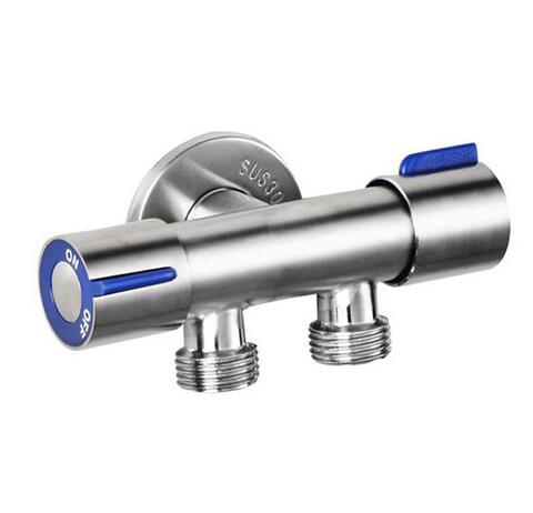 Bathroom Faucet Double Handle Dual Control Nozzle Single Cold Spray Gun Faucet Stainless Steel Toilet Faucet: silver-Double handle