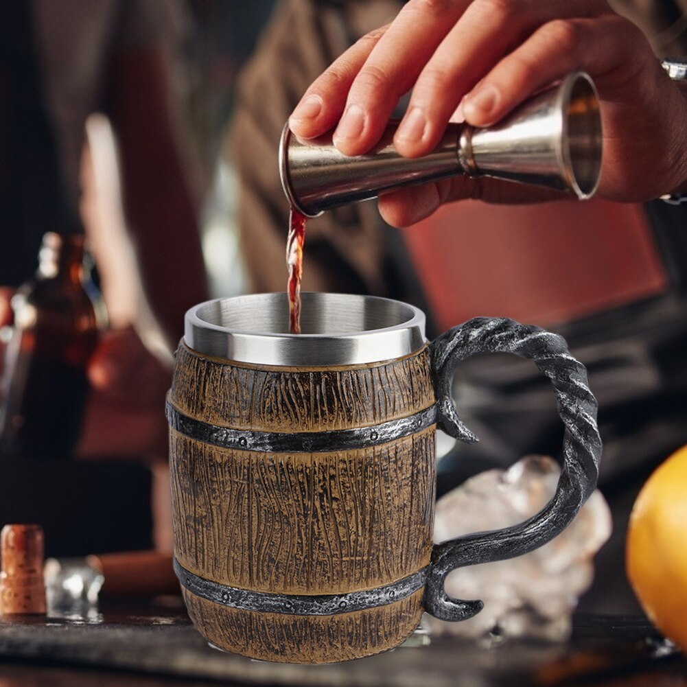 Retro horn kranium harpiks øl krus rustfrit stål 3d øl krus spil tankard kaffe kop vin glas krus drikke krus vin kop