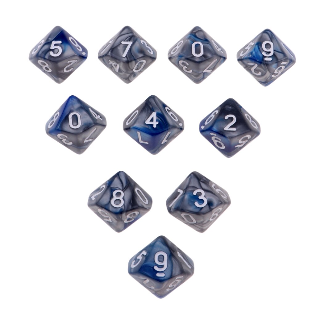 Dés anciens à 10 faces D10 de 16mm pour donjons D &amp; D, jeux de société RPG et fourniture de maths, 10 pièces