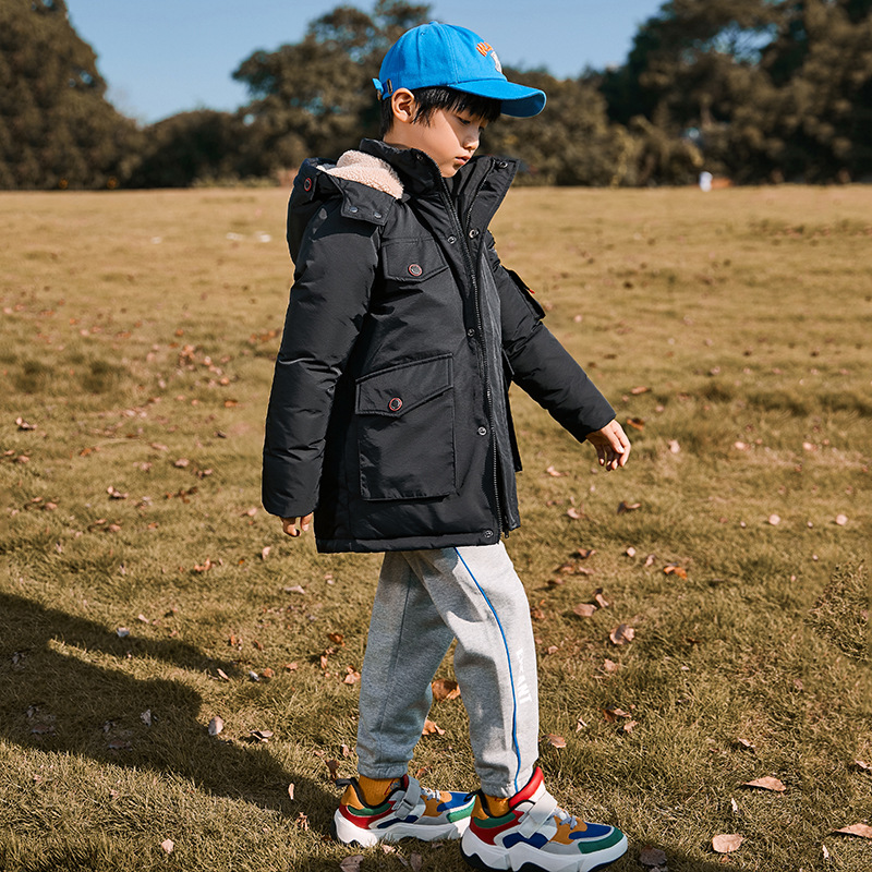 Giacca invernale da bambino per bambini piumino d'anatra parka caldo per bambini cappotto abbigliamento giacca invernale con cappuccio da scuola per ragazzi