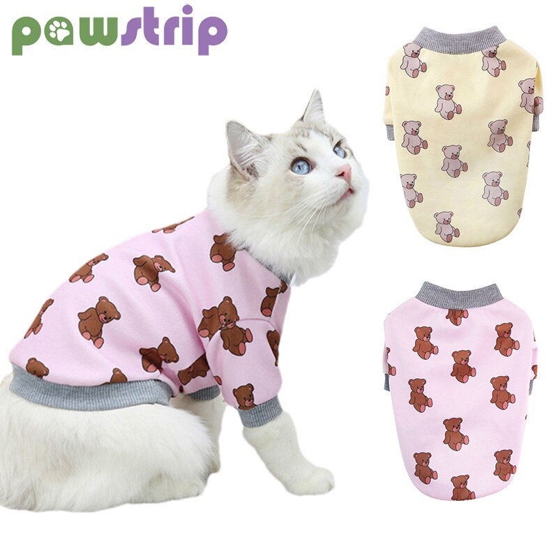 Cute Cat Printed Coat Spring Summer Pet Clothes for Small Medium Cats Dogs Casual Home Costume Kitten T-shirt Pet Clothing S-XXL