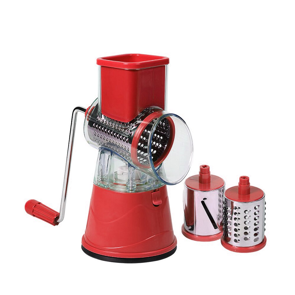 Vegetable Cutter Round Slicer Potato Carrot Cheese Shredder Food Processor Vegetable Chopper kitchen Roller Gadgets Tool: red