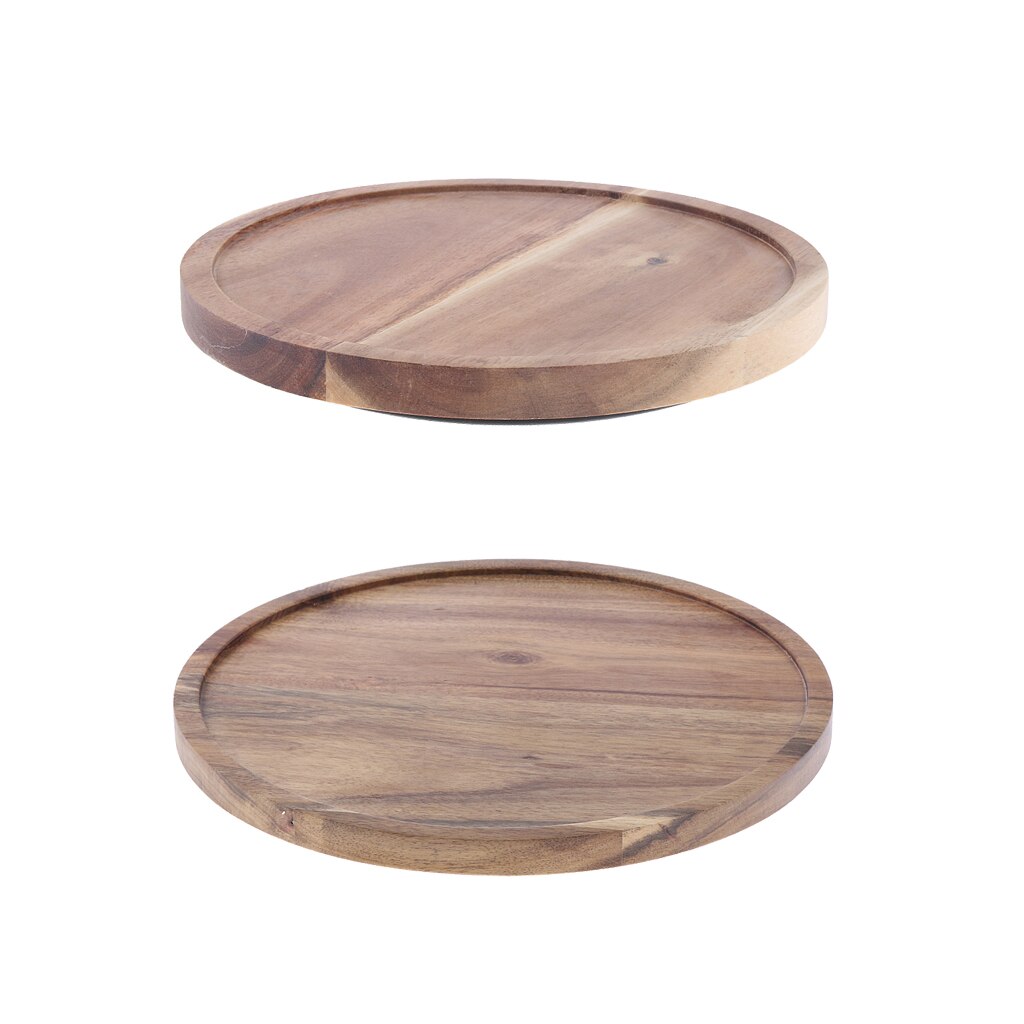 Acacia Wood Rotating Serving Tray Cake Dishes Tableware Plate