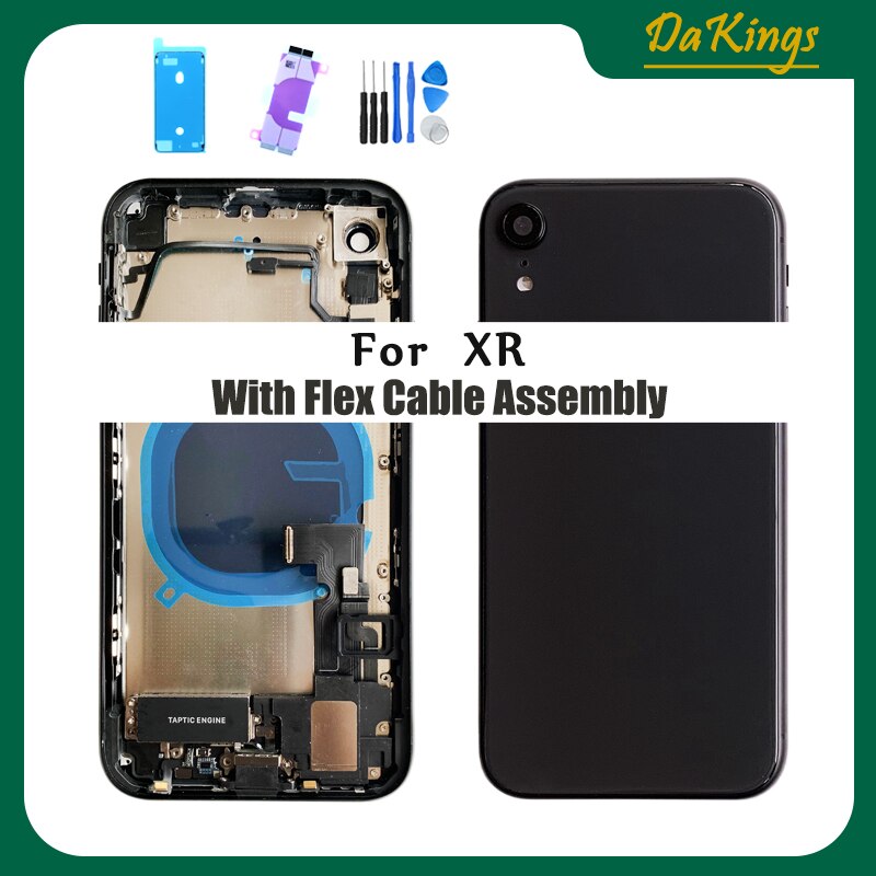 Für iphone XR Zurück Mittleren Rahmen Chassis Voll Gehäuse Montage Batterie Abdeckung Tür Hinten Mit Flex Kabel und vibrator