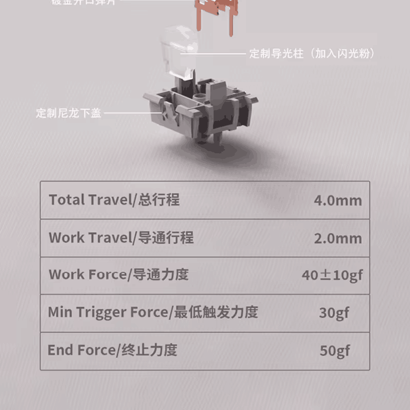 FL CMMK Ash Snow Switch Linear Silent Switches Nylon POM Śnieg spada cicho Klawiatura mechaniczna Gaming MX Switch 3 Pins 40g