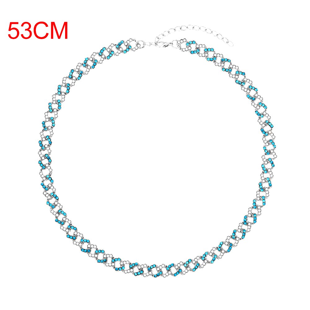 Punk 9MM ghiacciato Bling Miami catena a maglia cubana colore misto Miami cordolo girocollo collana di strass di cristallo per gioielli da donna: 054908MC